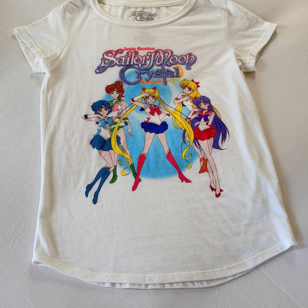 Sailor Moon Crystal Guardians White Graphic Tee Hybrid Apparel XL Anime Shirt